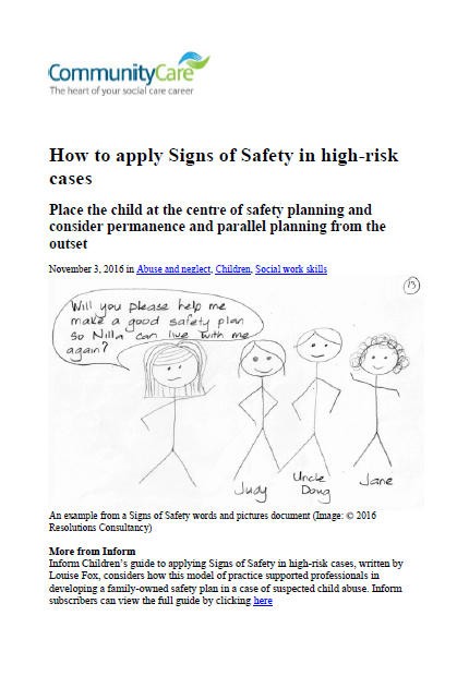 How to apply signs of Safety in high risk cases