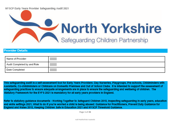 Early Years Self-Assessment Audit Tool