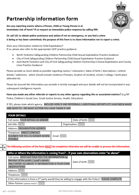 Guidance for Partnership Information Sharing form